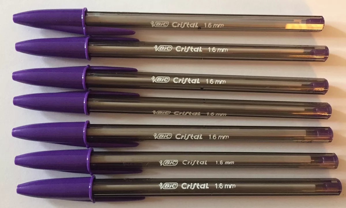 Lot of 7 PURPLE Bic Cristal Ballpoint Pens 1.6mm, Xtra-Bold