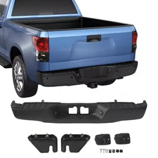Black Steel Rear Step Bumper Assembly For Toyota Tundra 2007-2013 W/O Park Holes