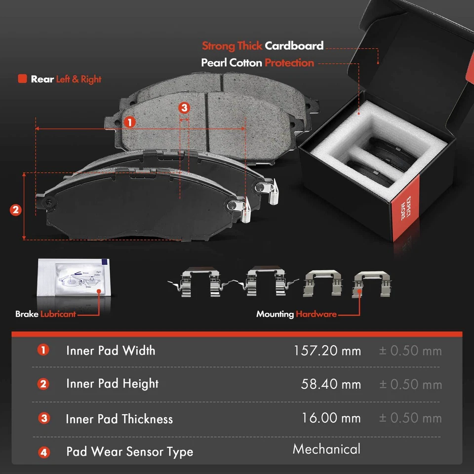 Front & Rear Ceramic Brake Pad + Caliper for Infiniti EX35 QX50 QX70 2014-2017 - Image 2 of 4