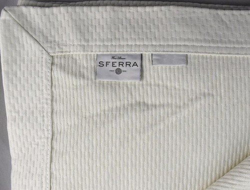 $808 SFERRA PERRIO COTTON QUEEN BLANKET SHAM 3p SET COVERLET BEDCOVER IVORY NEW - Picture 5 of 6