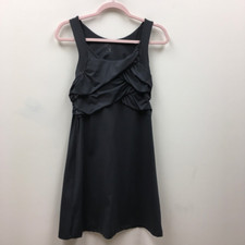 Athleta Womens A Line Dress Black Ruffles Sleeveless Evening Cocktail Formal S