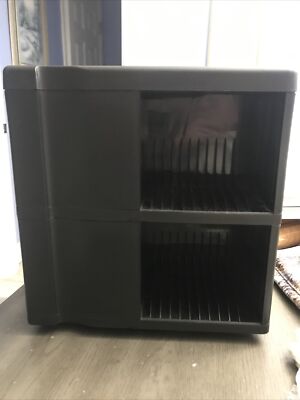 Vintage Alpha CD Storage 12” Cube Box 80 Disc Capacity Black Spinning ...