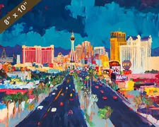 Las Vegas with desert backdrop oil painting 8x10 Print