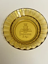 Vintage Ashtray HOTEL TROPICANA Casino Las Vegas Amber Glass Fluted Rim