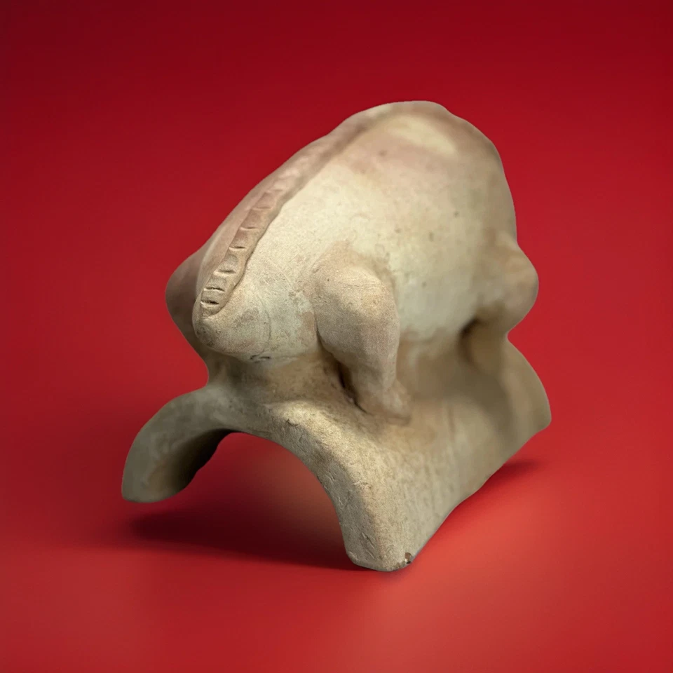 Caño de arcilla de terracota de colección sin esmaltar teja cerámica rana pez serpiente quimera Foto 3 de 4