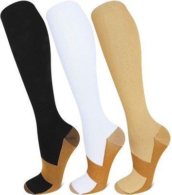 3 Pair Copper Compression Socks Over The Calf Regulation Ultra-Fit Support Socks