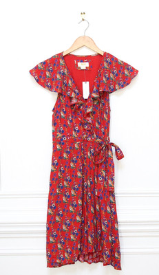 NWT Anthropologie Maeve Rosalia Red Floral Dress A-Line Size 2 Boho Vintage Look