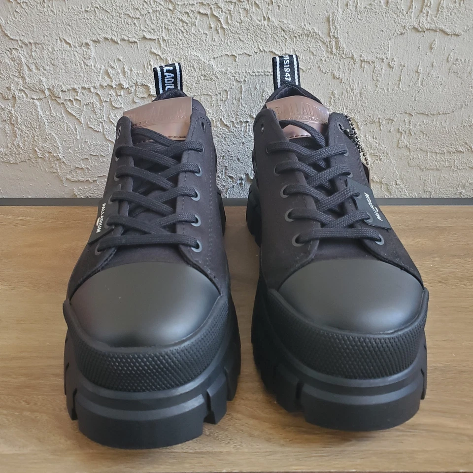 Botas de plataforma Palladium Revolt Lo TX para mujer 8,5 negras de lona gruesas Gorpcore Y2K Foto 2 de 4