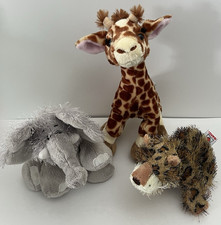 GANZ Webkinz Lil' Kinz Elephant, Giraffe, Leopard Plush ZOO Stuffed Animal Toys