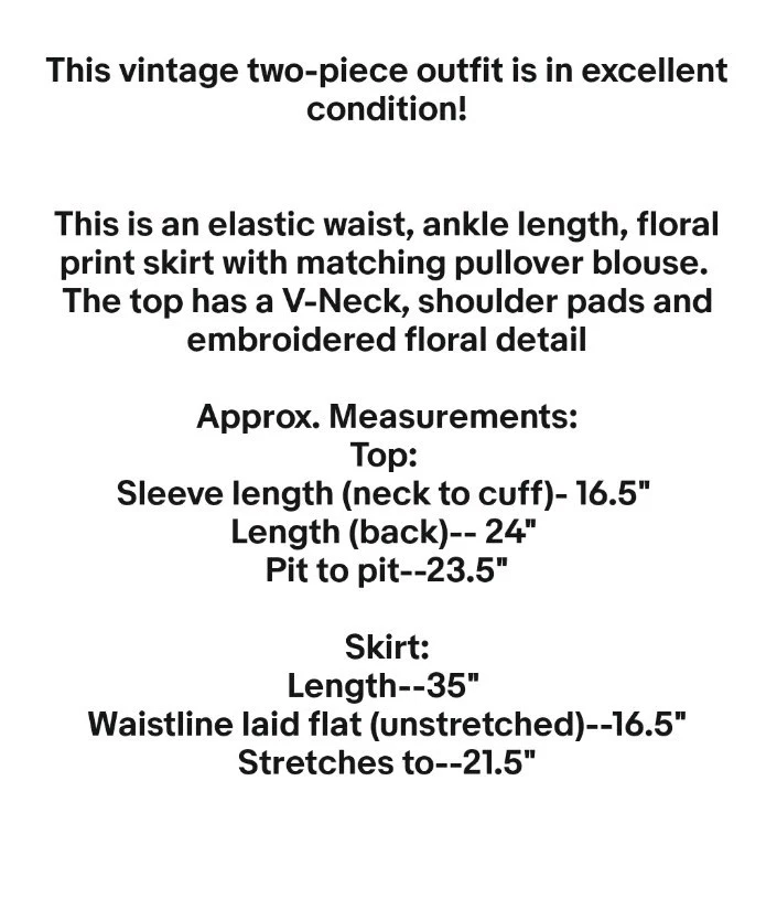 Conjunto Falda Dos Piezas Dressbarn Talla 16 Negro Floral Manga Corta Maxi Vintage Años 90 Foto 2 de 4