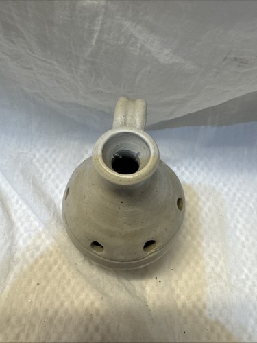 Williamsburg Pottery Vase Salt Glaze Blue Leaves Hand Thrown Jug Flower Bud Vase - Picture 5 of 10