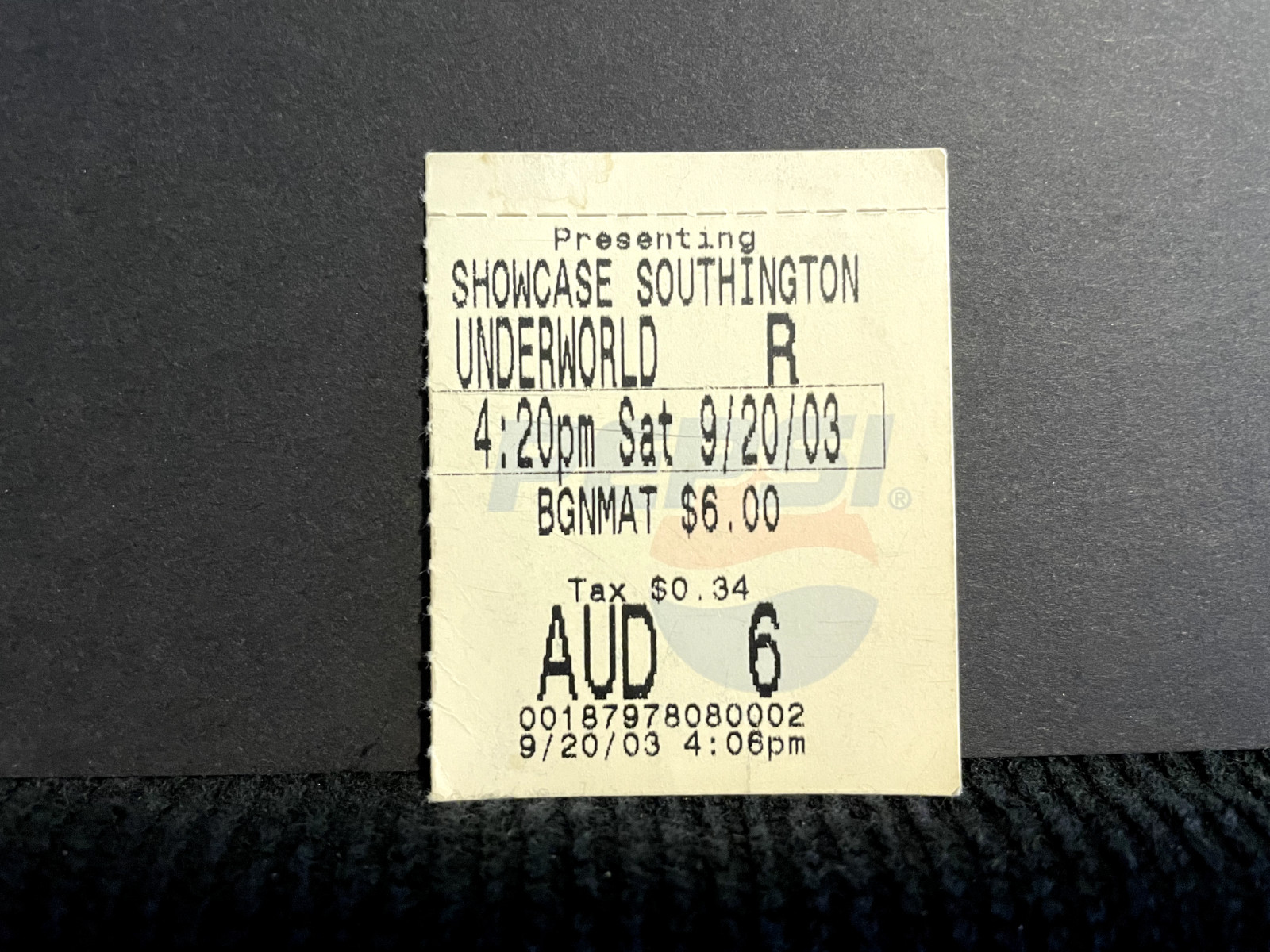 Vintage Movie Ticket Stub Underworld