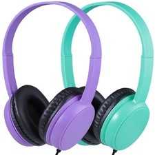 2 PCS Kids Headphones School Classroom On Ear Wired 3.5mm Jack Mixed Colors