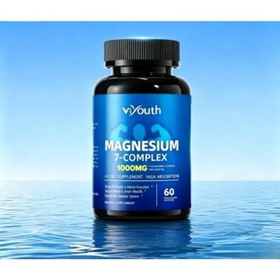 Viyouth Magnesium 7-Complex 1000mg 60 Veg Caps Muscle Bone Health Support
