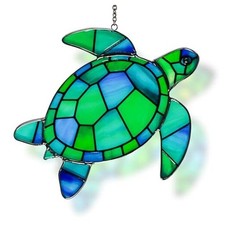 Stained Glass Suncatcher, Sea Turtle Sun Catcher Window Hanging Ornament -