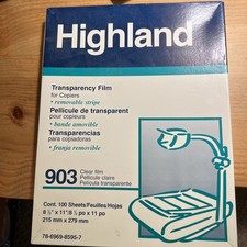 Highland Transparency Film 901 Clear Film. Near 100 Sheets. Opened Box.