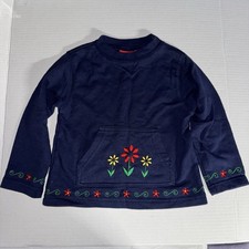 Vintage 80s 90s Long Sleeved Flower Embroidered Size 3T Toddler Girls Shirt 44
