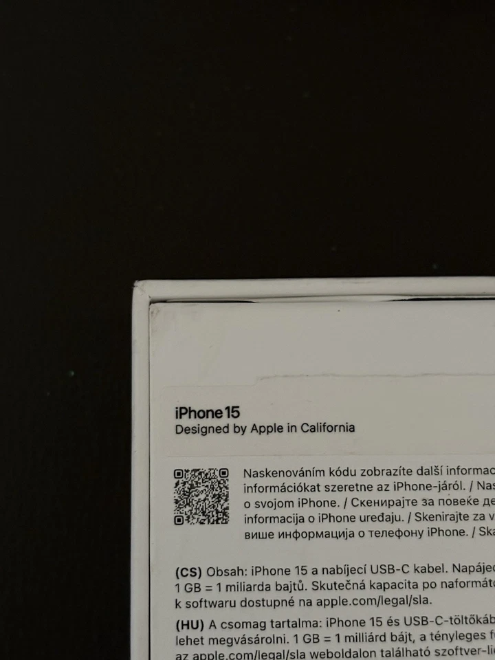 Scatola Box iPhone 15 256gb Giallo - Immagine 3 di 4