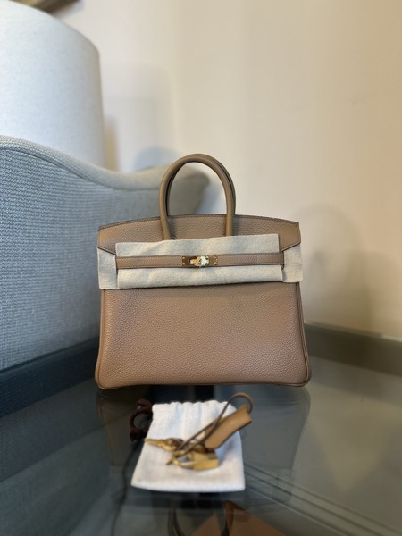 Hermes Birkin 25 Bag In Biscuit Stamp U