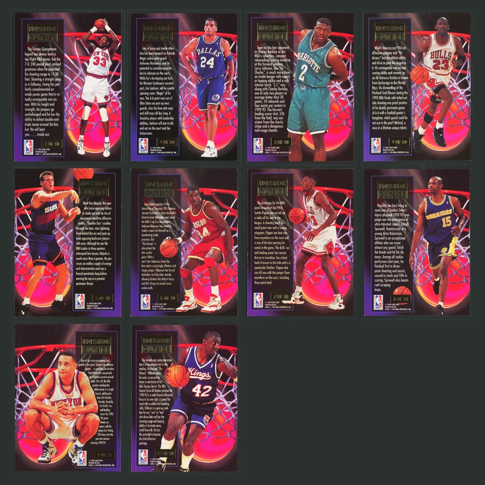 Juego completo de 10 tarjetas de baloncesto Fleer Ultra Inside Out 1993 Patrick Ewing casi nuevo Foto 2 de 4
