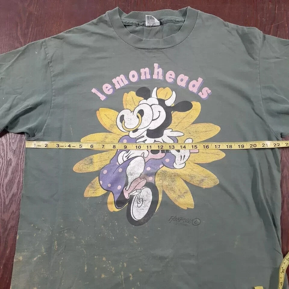 vintage t-shirt 1992 Lemonheads Green Cow Evan Dando Anvil XL alternative rock - Image 3 of 4