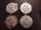4 Assorted 1oz. Silver Eagles,1997/2, 2014, 2015 ,No Reserve, see pics,&sil.Ike