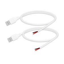 2 Pcs 1.64 FT 24AWG USB 2.0 Male to 2-Pin Bare Wire Pigtail Cable for DIY