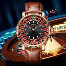 Roulette Game Dial Fashion Mens Waterproof Watch
