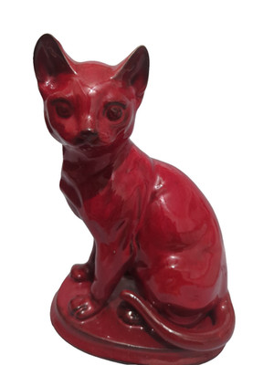 Siamese Cat Red Glazed Ceramic  Statue Figurine  VTG MCM  C-8294 Mold 7''