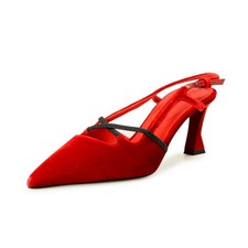 Scuderia Ferrari Women's Velvet Leather Red Singback Pump Shoes US 7 IT 37