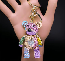 Teddy Bear Rhinestone Bling Keychain Bag Charm New