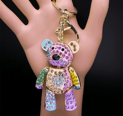 Teddy Bear Rhinestone Bling Keychain Bag Charm New