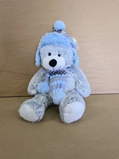 Hugfun Winter Blue Brown Scarf Hat 18" Bear Plush Soft Toy Stuffed Animal