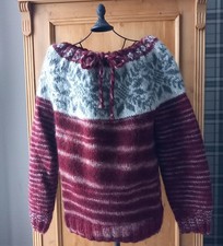 Island-/ Norwegerpullover, handgestrickt, Islandwolle Alafoss, Größe S/M