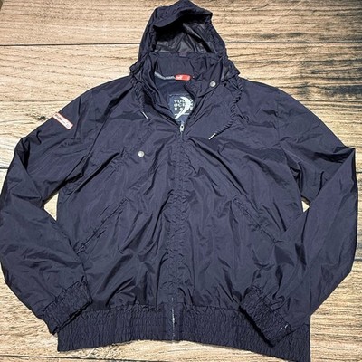 Puma Volvo Ocean Race Jacket Mens XL Navy Blue Full Zip Hooded Windbreaker 1948