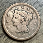 1851 braided hair large cent Old cleaning copper type coin