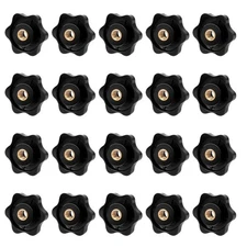 MOZEAT LENS 20 Pack 1/4-20 Knob 6 Star Knobs 1/4 Inch 20 Female Black 