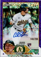2023 Topps Chrome #RA-CST Cal Stevenson Rookie Autographs Purple Speckle #/299