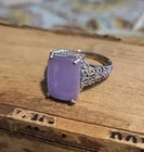 Vtg CNA Sterling Silver Lavender Amethyst Gemstone Filigree Band