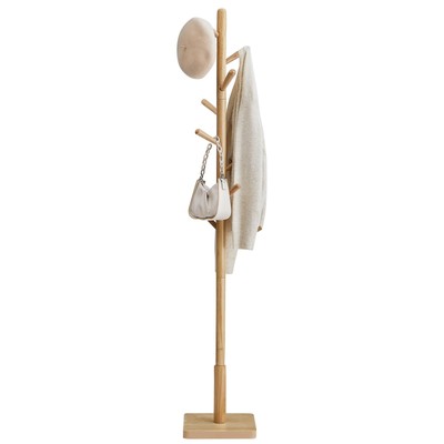 VASAGLE Solid Wood Coat Rack, Free Standing Hall Tree with Natural Beige 
