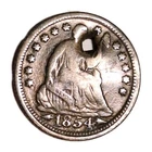 1854 Seated Liberty Half Dime Nice Patina Arrows @ Date VG/F Details Holed