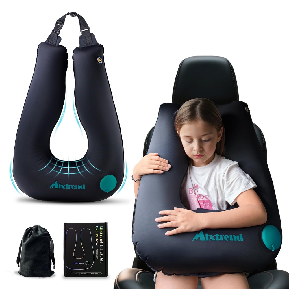 Inflatable Travel Neck Pillow for Kids and Adults – Comfortable Car Sleep Support  