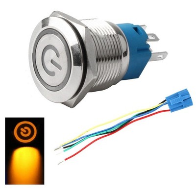 Latching Push Button Switch with LED Power Indicator 19mm Waterproof Design