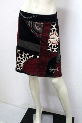 Desigual Rock Damen S Patchwork Muster Mehrfarbig Original Boho Chic
