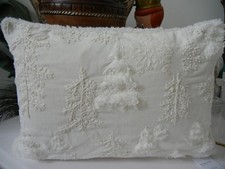 POTTERY BARN ANCHORAGE IVORY EMBROIDERED CHRISTMAS VELVET SHERPA PILLOW COVER