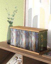 Retro Walnut-Colored MDF DVD Storage, DVD Holder, Video Game Rack, Blu Ray Disc