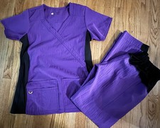 Women's Medical Nursing Scrubs Set Purple Scrub Set Sz S