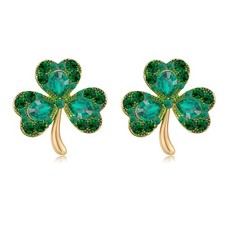 Green Shamrock Earrings for Women St Patricks Day, Clover Horseshoe Stud Earring