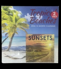2026 Tropical Beaches 12 Month Wall Calendar Monthly Page Format 2 Pack