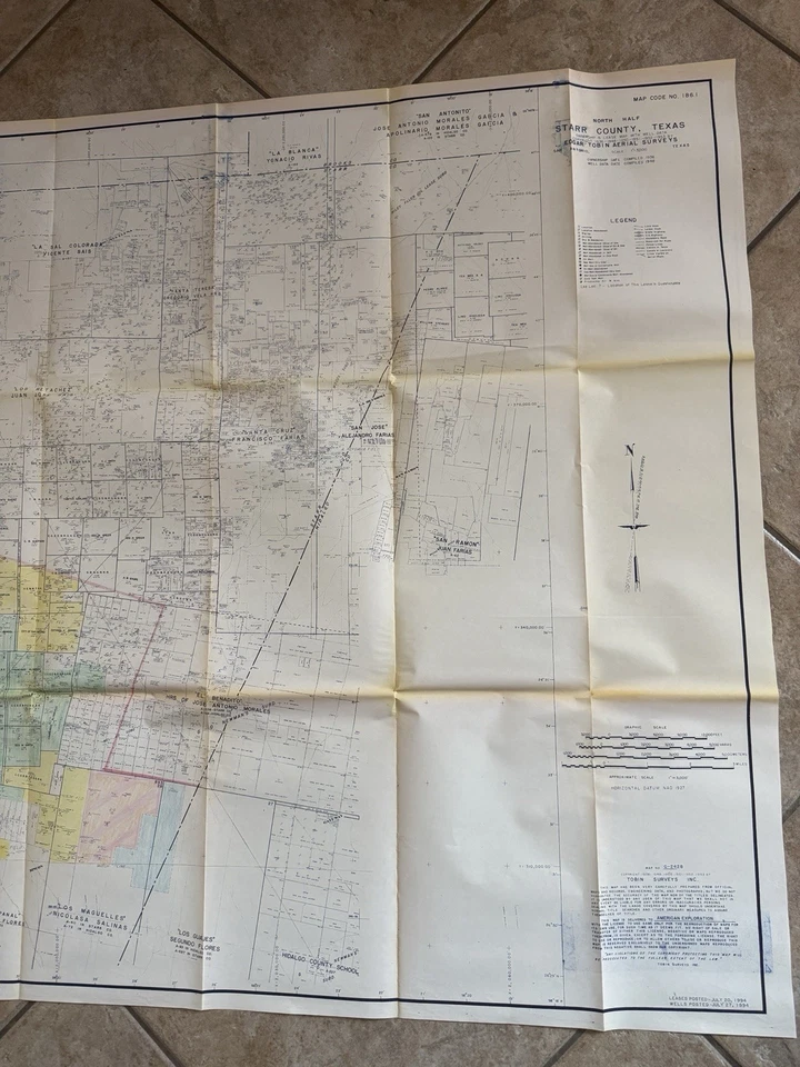 Starr County TEXAS North Half Edgar Tobin Aerial Surveys Map Oil Gas Wells - Image 3 of 4